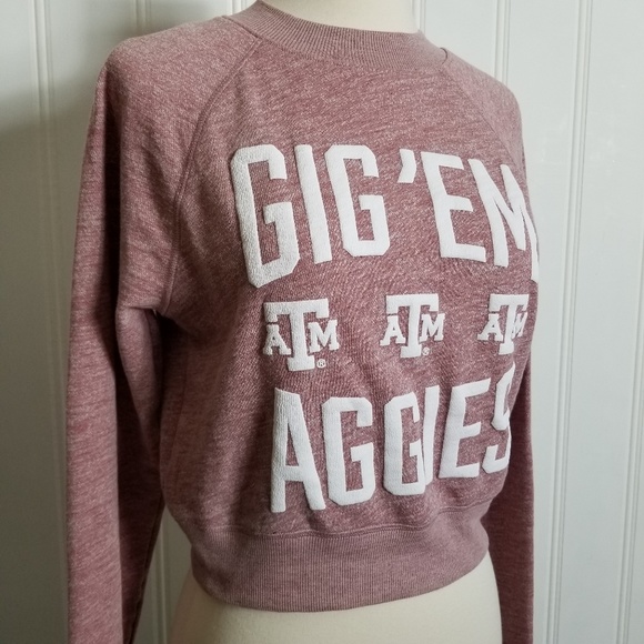 PINK Victoria's Secret Tops - VS PINK, Texas A&M Cropped "Gig'em" Sweatshirt